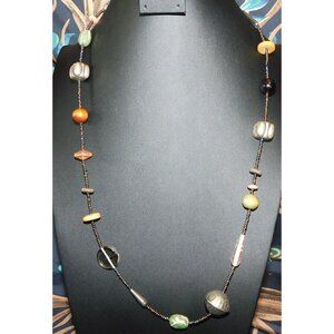 Retro Mixed Media Nature Inspired Beaded Station Necklace